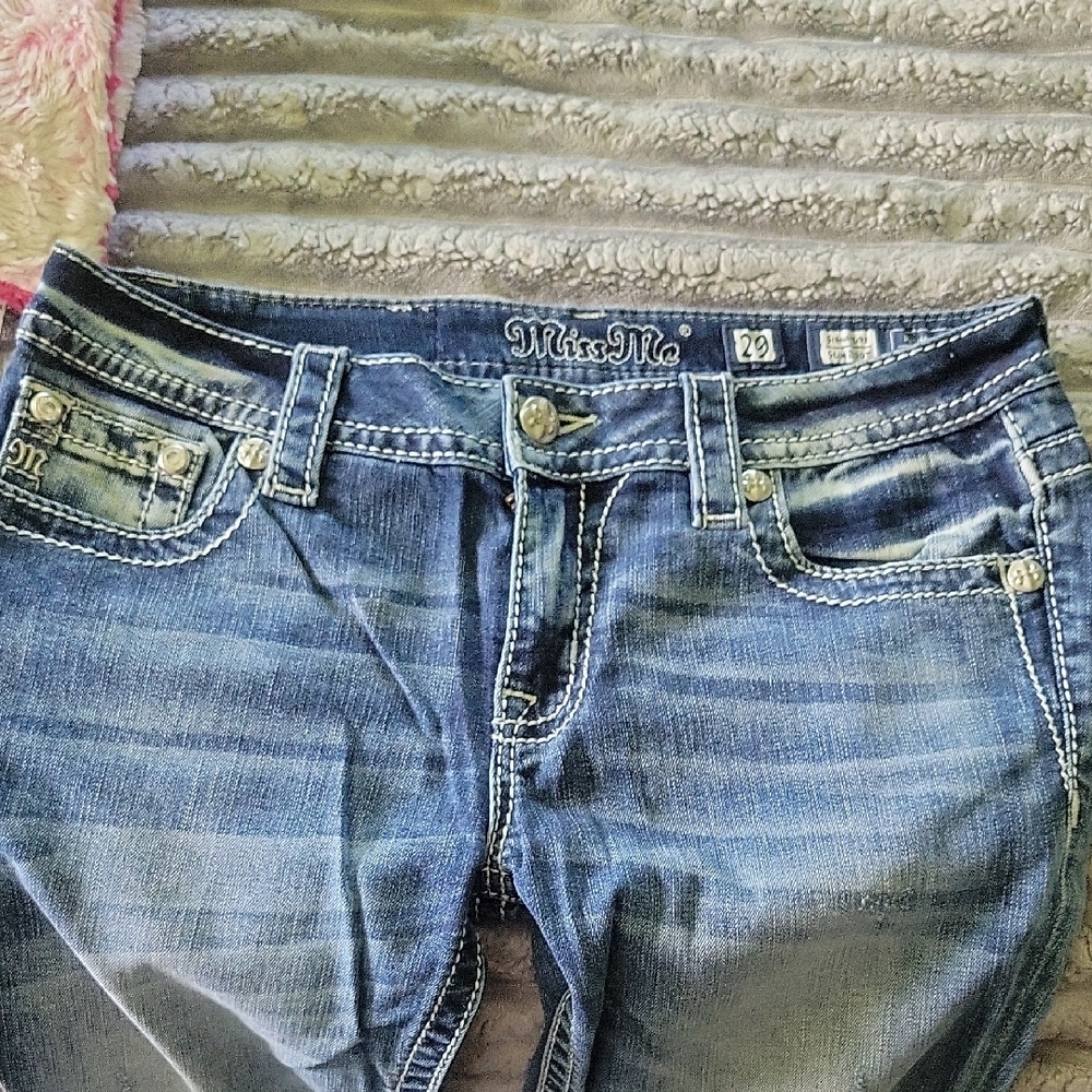 Miss Me Blue Boot Cut Jeans with Vintage Faded Effect